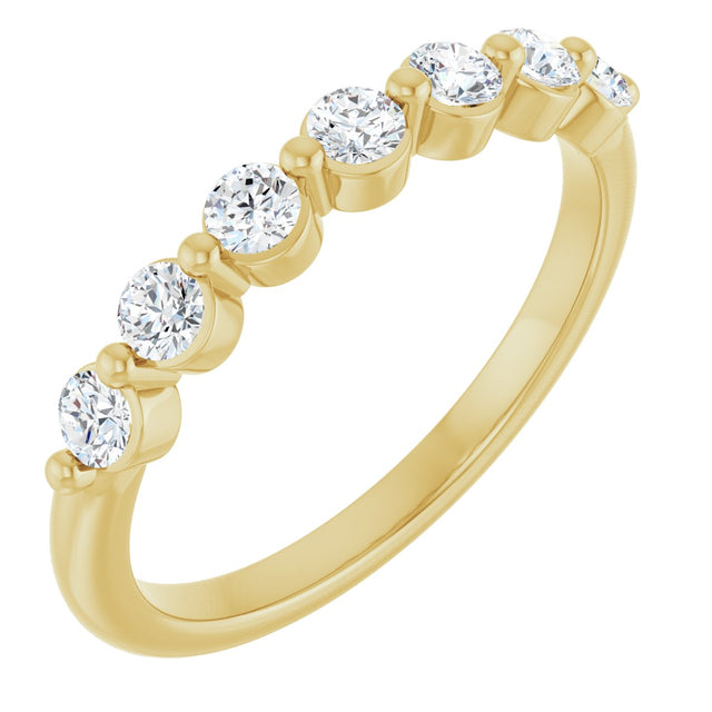 14K Gold Round Lab-Grown Diamond Seven-Stone Anniversary Band - 1/5-5/8 CTW - Yellow Gold