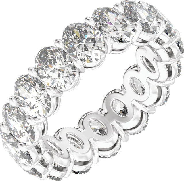 Platinum Oval Natural Diamond Low Profile Eternity Band - 6.1x4.5mm Stones