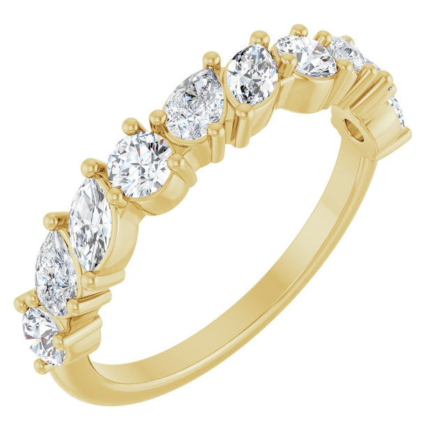 14K Gold Marquise Natural Diamond Anniversary Band - 9/10 CTW - Yellow Gold