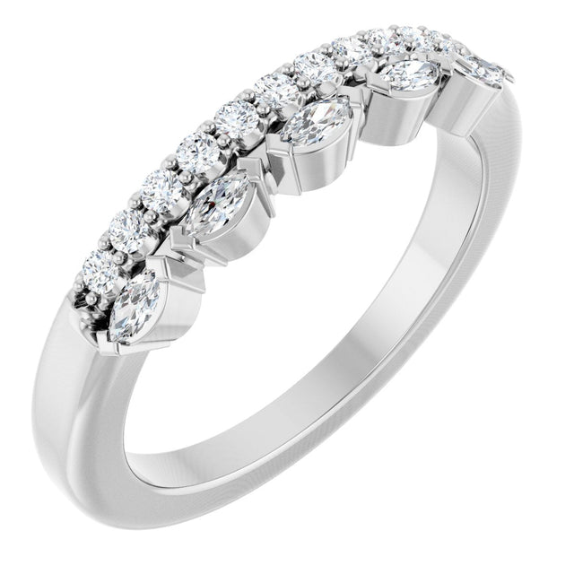 Platinum Marquise Lab-Grown Diamond Double Row Anniversary Band - 1/3 CTW