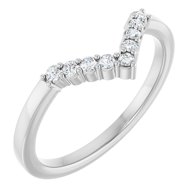 14K Gold Round Natural Diamond Accented Contour Band - 1/8-1/2 CTW - White Gold