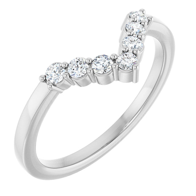Platinum Round Natural Diamond Accented Contour Band - 1/8-1/2 CTW