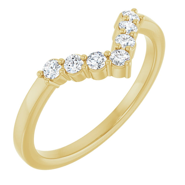 14K Gold Round Lab-Grown Diamond Accented Contour Band - 1/8-1/2 CTW - Yellow Gold