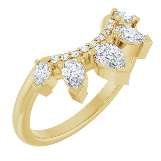 14K Gold Pear Natural Diamond Contour Band - 1/2 CTW (Style 127091) - Yellow Gold