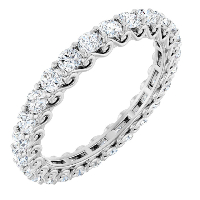 Platinum Round Natural Diamond Sculptural Eternity Band - 2.5mm Stones