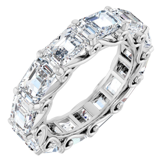 Platinum Emerald Lab-Grown Diamond Sculptural Eternity Band - 5.8x4.2mm Stones
