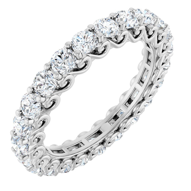 Platinum Round Natural Diamond Sculptural Eternity Band - 2.5mm Stones