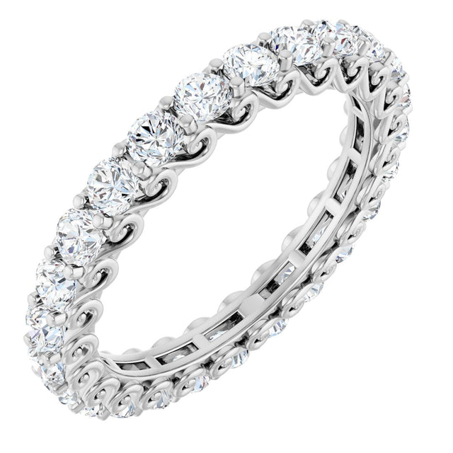 Platinum Round Natural Diamond Sculptural Eternity Band - 2.5mm Stones