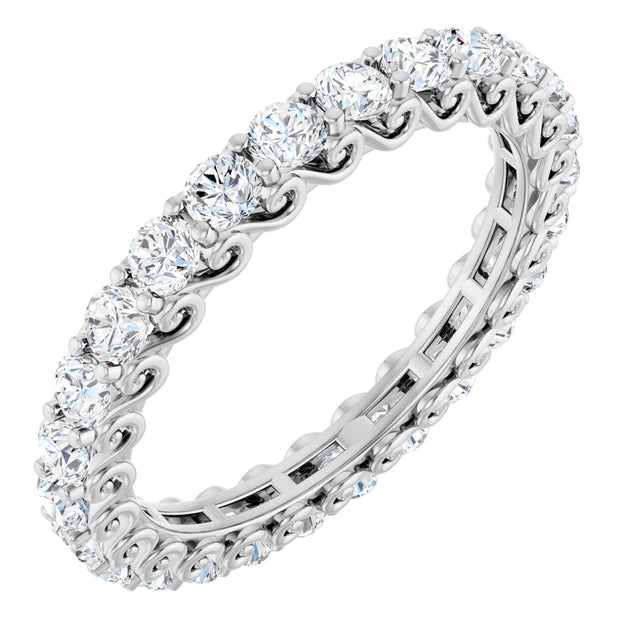 Platinum Round Natural Diamond Sculptural Eternity Band - 2.5mm Stones