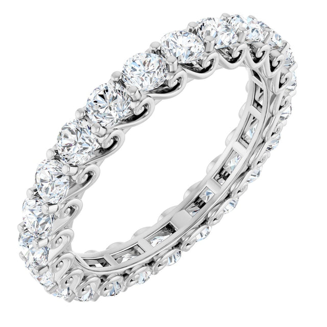Platinum Round Natural Diamond Sculptural Eternity Band - 3mm Stones