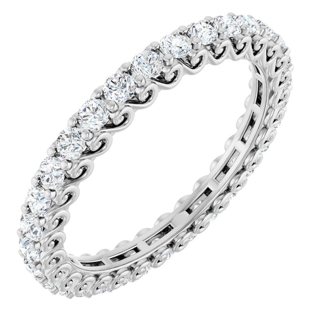 Platinum Round Natural Diamond Sculptural Eternity Band - 2mm Stones