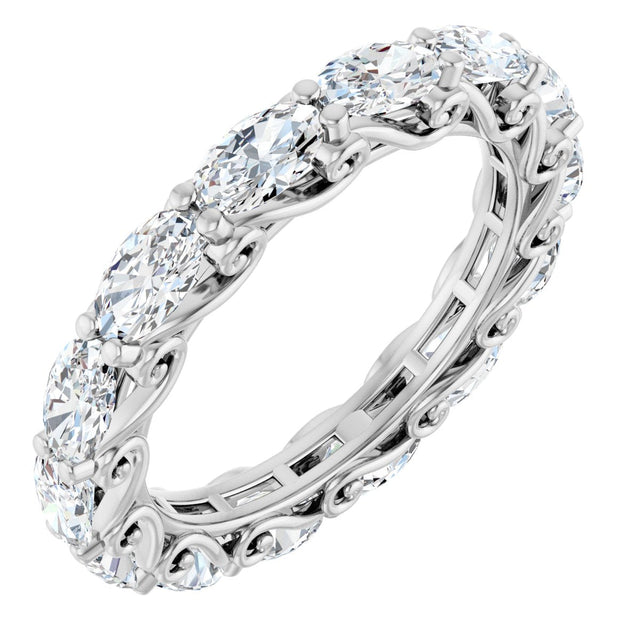 Platinum Oval Natural Diamond Sculptural Eternity Band - 5x3mm Stones