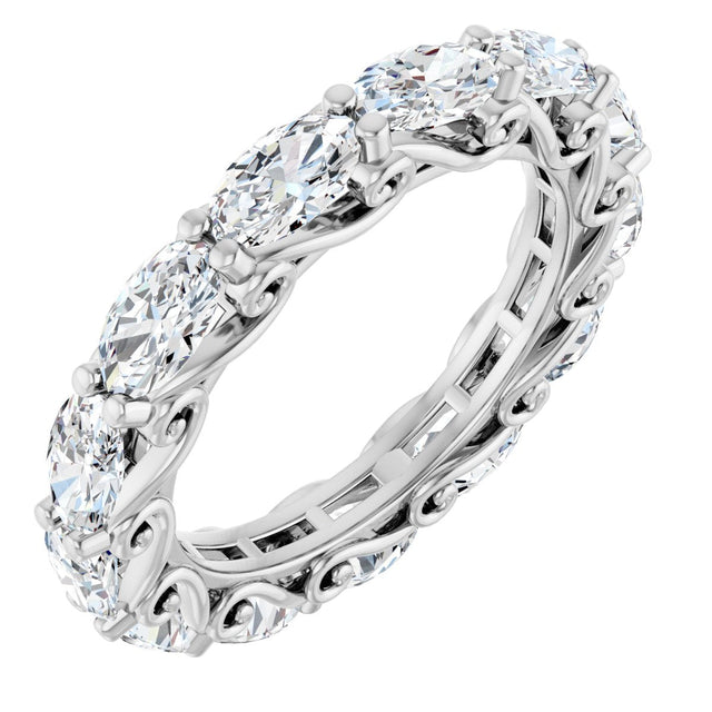 Platinum Oval Natural Diamond Sculptural Eternity Band - 5x3mm Stones