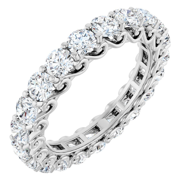 Platinum Round Natural Diamond Sculptural Eternity Band - 3mm Stones