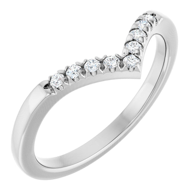 Platinum Round Natural Diamond Accented Contour Band - 1/10-1/4 CTW
