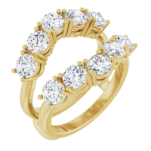 14K Gold Round Natural Diamond Ring Guard - 1 1/5-2 1/2 CTW - Yellow Gold