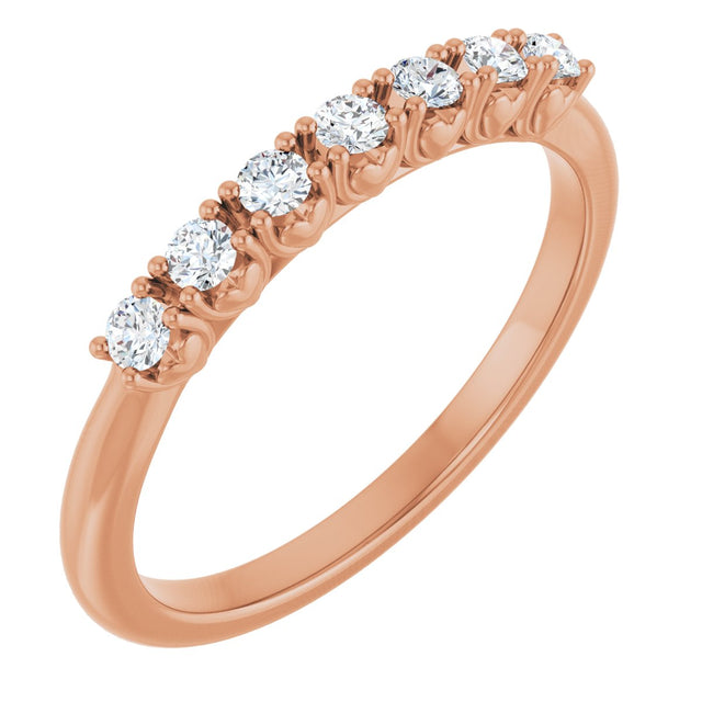 14K Gold Round Lab-Grown Diamond Seven-Stone Hidden Heart Anniversary Band - 1/5-5/8 CTW - Rose Gold