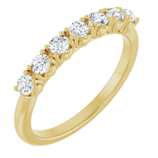 14K Gold Round Lab-Grown Diamond Seven-Stone Hidden Heart Anniversary Band - 1/5-5/8 CTW - Yellow Gold