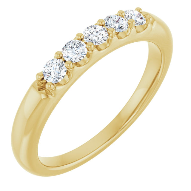 14K Gold Round Lab-Grown Diamond Five-Stone Anniversary Band - 1/6-1/2 CTW (Style 127347) - Yellow Gold