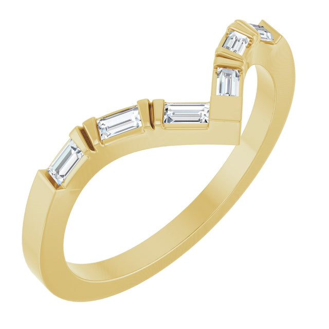 14K Gold Straight Baguette Lab-Grown Diamond Contour Band - 1/6 CTW - Yellow Gold
