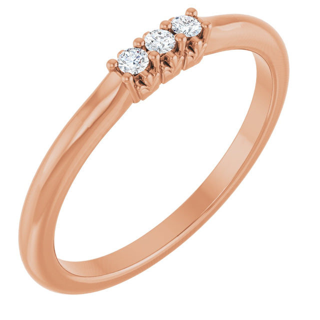 14K Gold Round Lab-Grown Diamond Three-Stone Anniversary Band - 06-08 CTW - Rose Gold