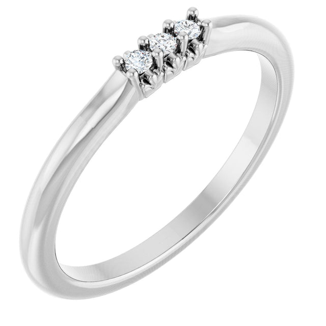 Platinum Round Natural Diamond Three-Stone Anniversary Band - 1/6-05 CTW
