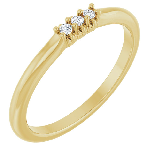 14K Gold Round Natural Diamond Three-Stone Anniversary Band - 1/6-05 CTW - Yellow Gold