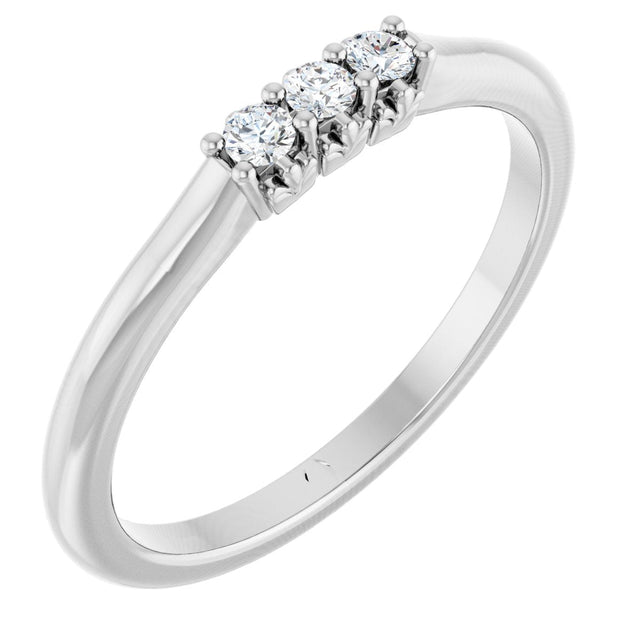 14K Gold Round Lab-Grown Diamond Three-Stone Anniversary Band - 06-08 CTW - White Gold