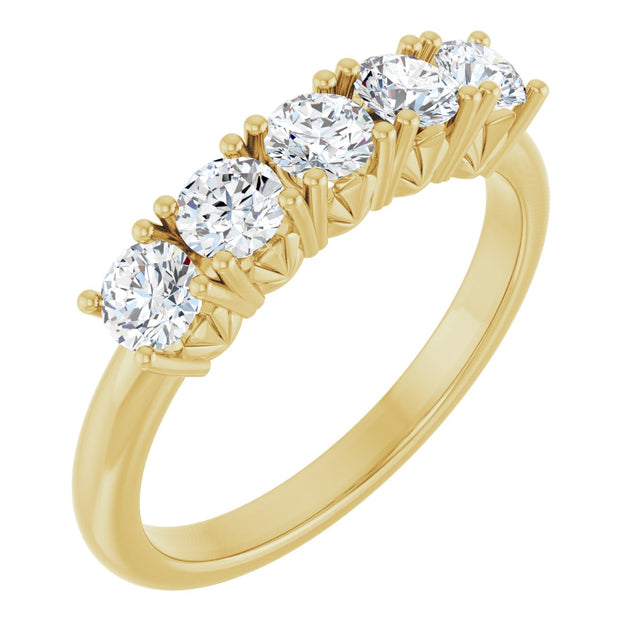 14K Gold Round Lab-Grown Diamond Five-Stone Anniversary Band - 1/3-1 1/5 CTW - Yellow Gold