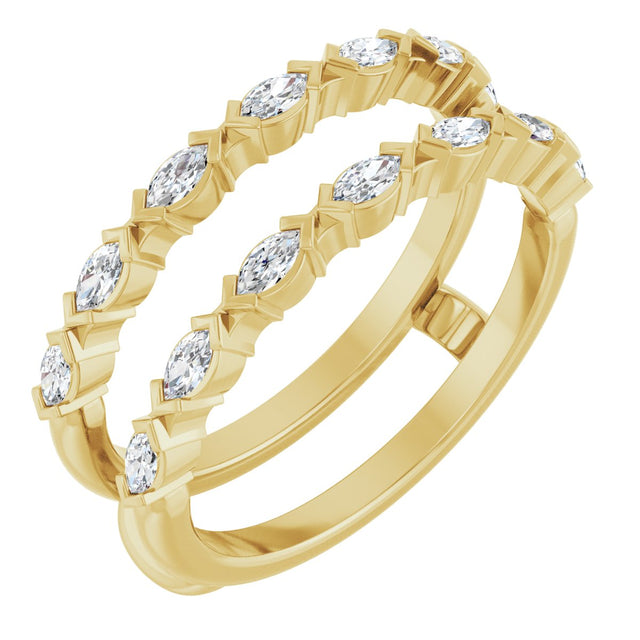 14K Gold Marquise Natural Diamond Accented Ring Guard - 1/2-1 CTW - Yellow Gold