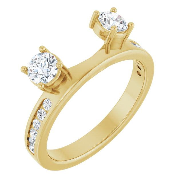 14K Gold Round Natural Diamond Accented Wrap-Style Ring Enhancer - 5/8 CTW - Yellow Gold