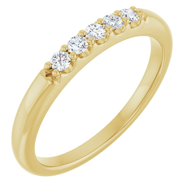 14K Gold Round Lab-Grown Diamond Five-Stone Anniversary Band - 1/6-1/2 CTW (Style 127347) - Yellow Gold
