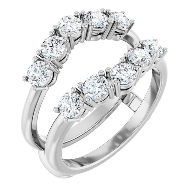 Platinum Round Natural Diamond Ring Guard - 1 1/5-2 1/2 CTW