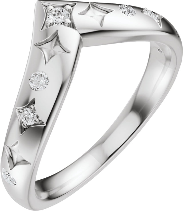 Platinum Round Natural Diamond Celestial Contour Band - 1/8 CTW