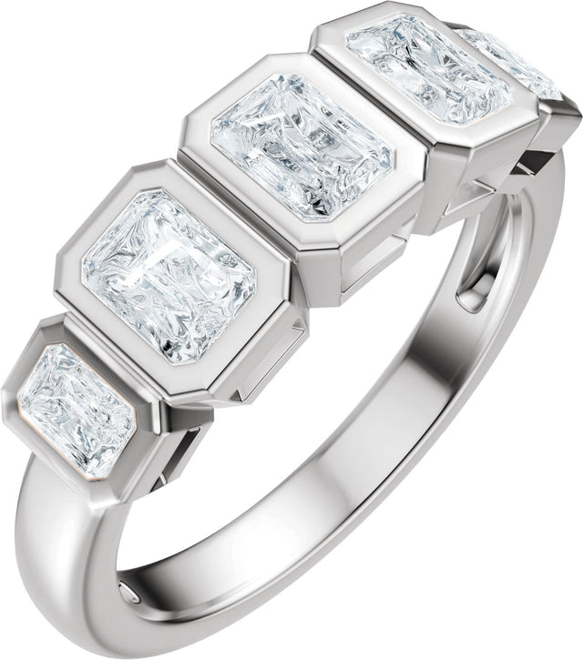 Platinum Emerald Natural Diamond Bezel-Set Anniversary Band - 1 1/3 CTW