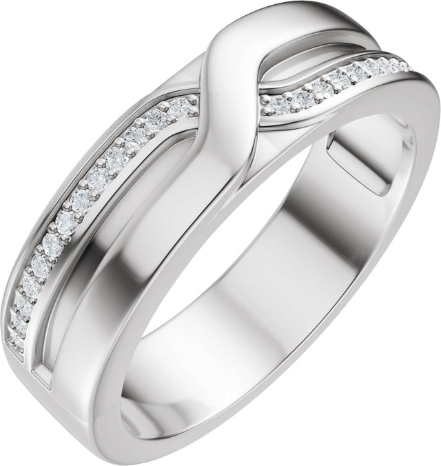 Platinum Round Natural Diamond Criss-Cross Band - 1/8 CTW