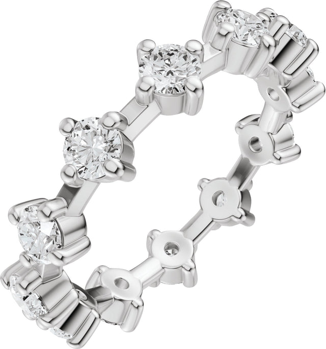 14K Gold Round Lab-Grown Diamond Eternity Band - 3mm Stones - White Gold