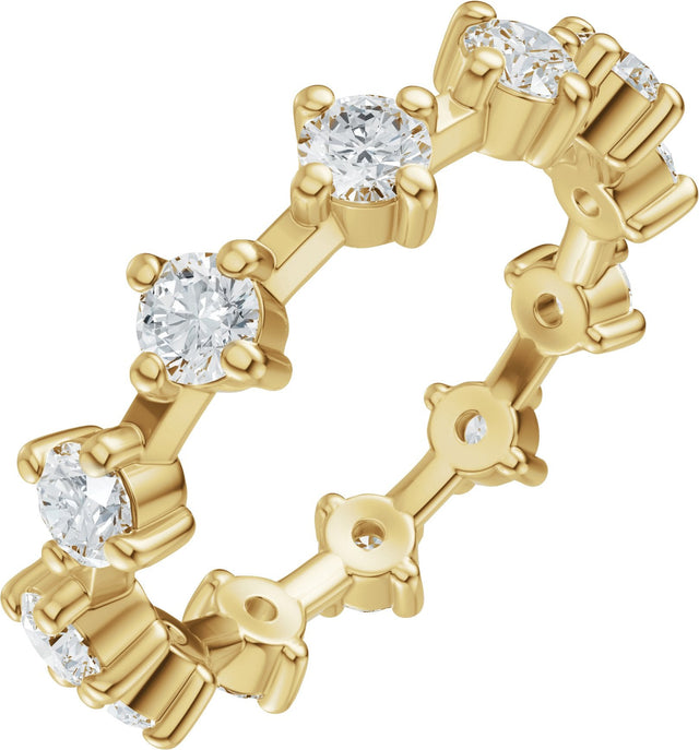 14K Gold Round Natural Diamond Eternity Band - 3mm Stones - Yellow Gold