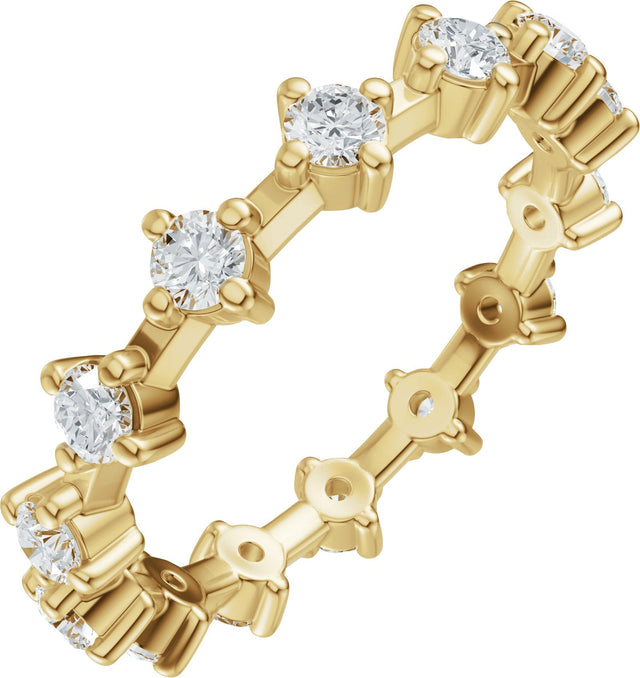 14K Gold Round Lab-Grown Diamond Eternity Band - 2.5mm Stones - Yellow Gold