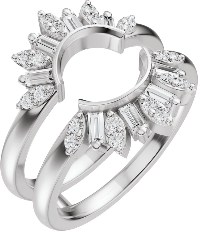 14K Gold Straight Baguette Lab-Grown Diamond Ring Guard - 3/8 CTW - White Gold