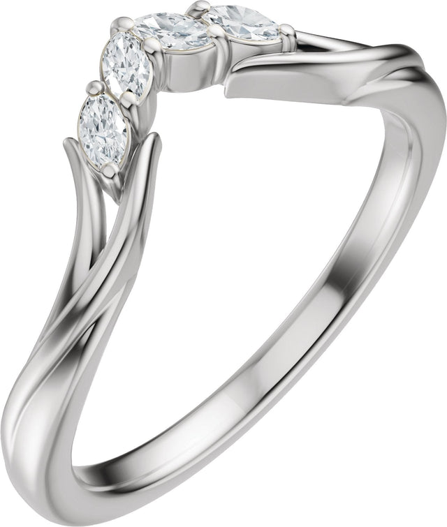 14K Gold Marquise Lab-Grown Diamond Contour Band - 1/8 CTW (Style 689541) - White Gold