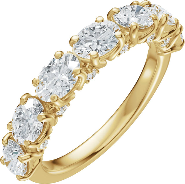 14K Gold Oval Lab-Grown Diamond Accented Anniversary Band - 1 7/8 CTW - Yellow Gold