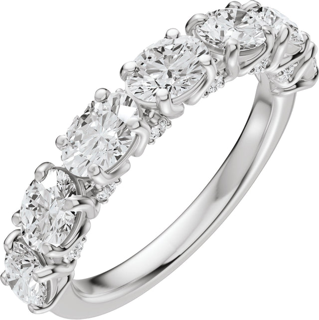 Platinum Oval Natural Diamond Accented Anniversary Band - 1 7/8 CTW
