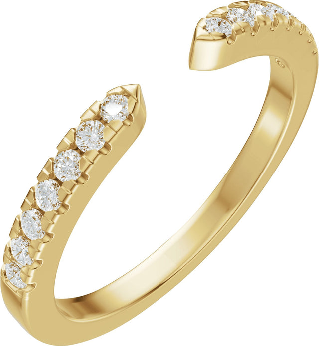 14K Gold Round Lab-Grown Diamond Accented Open Band - 1.4mm Stones - Yellow Gold