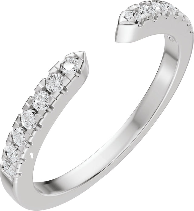14K Gold Round Lab-Grown Diamond Accented Open Band - 1.4mm Stones - White Gold