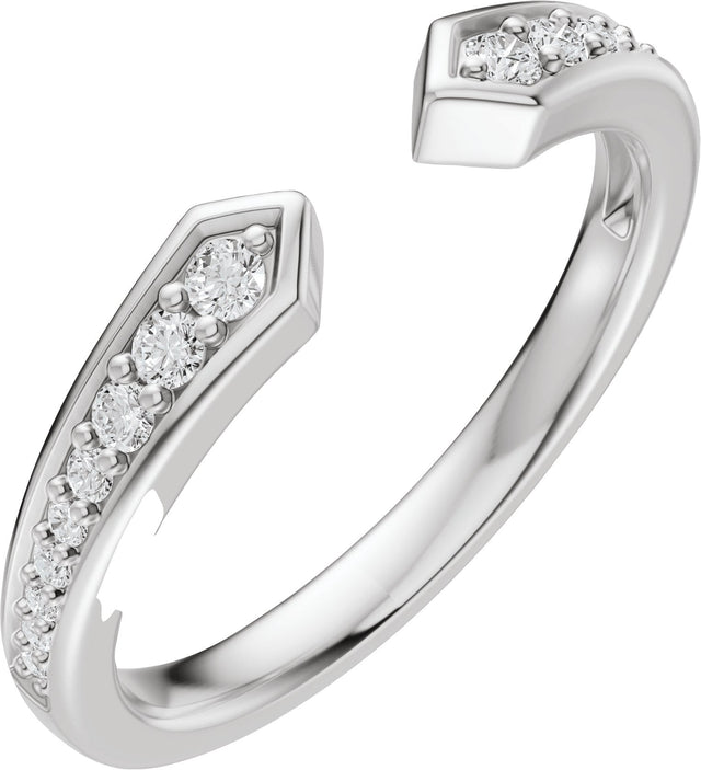 14K Gold Round Lab-Grown Diamond Accented Open Band - 1.7mm Stones - White Gold