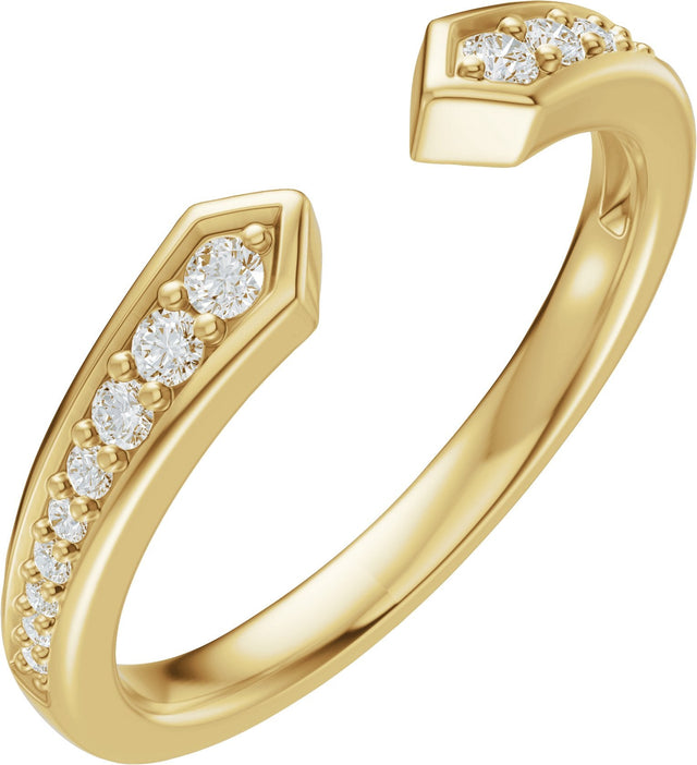 14K Gold Round Lab-Grown Diamond Accented Open Band - 1.7mm Stones - Yellow Gold