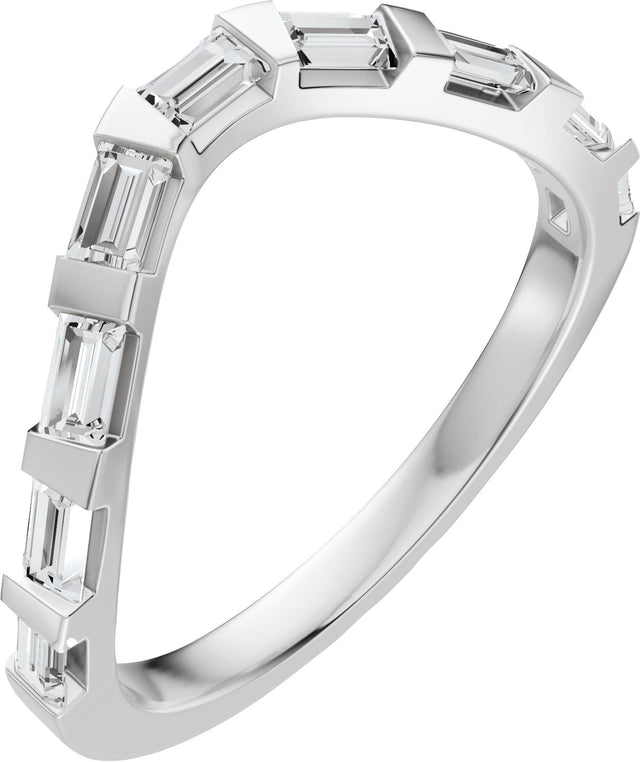 Platinum Straight Baguette Lab-Grown Diamond Contour Band - 3/8 CTW