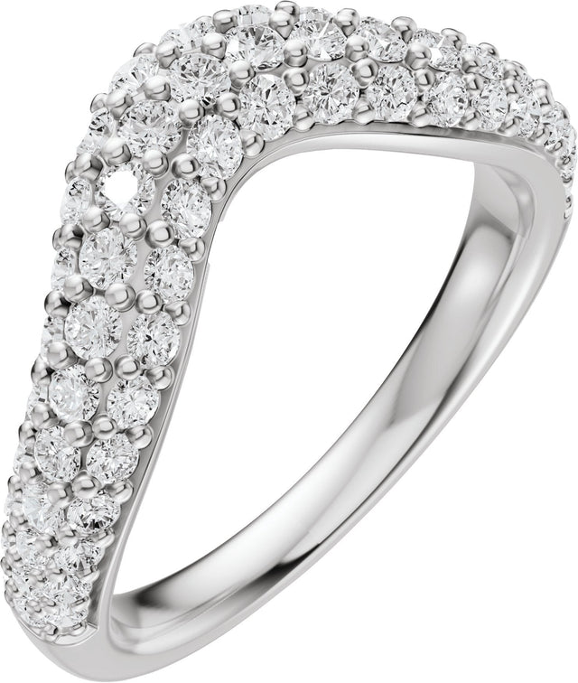 Platinum Round Natural Diamond Contour Band - 7/8 CTW
