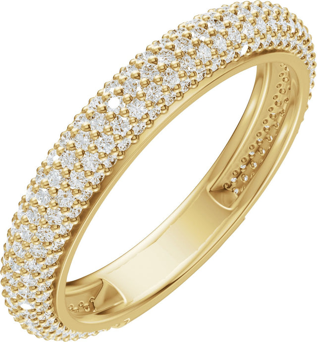 14K Gold Round Lab-Grown Diamond Pavé-Style Anniversary Band - 9/10 CTW - Yellow Gold